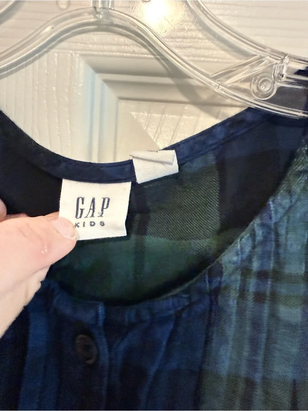 GAP Blue and Green Plaid Short-Sleeve Dress